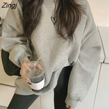 Women Aesthetic Loose Lazy Autumn New Korean Style Leisure O-Neck Long Sleeve Chic All-match Simple Ladies