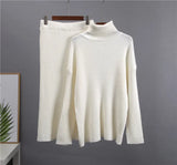 Bar Half-Dress High-Necked Sweater Suit Women Loose Warm Jacket Sweater Two Sets Of