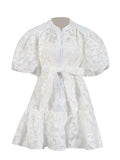 Vintage Design Temperament Dress 2025 Spring And Summer New Women's Single Buckle Printing With Short-Sleeved