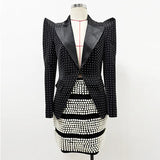 Early Spring New Personality Shrugging Point Suit Jacket Heavy Industry Pearl Nail Beads Half