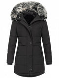 Women's Autumn And Winter New Large-Size Hooded Warm And Slim Down Cotton Jacket With Medium-Long