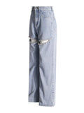 Zingj Design Sense Set Diamond Wide Leg Pants Spring 2024 New Fashion High Waist Nail Bead High Sense Jeans