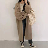 Loose Wear Long Sweater Women's Coat Lantern Sleeve Net Red Knitted Cardigan