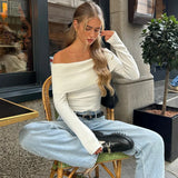 Zingj Women's Fall 2024 New Fashion Hot Girl Street Style Sexy One Word Shoulder Temperament Slim