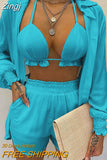 Summer 3 Piece Set Outfits Women Fashion Sexy Beach Style Printed Suspender Shirt Shorts Suit Three Piece Set