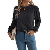 Wind Shooting Autumn And Winter Casual Pure Color Hollow Lantern Sleeve Sweater Women's