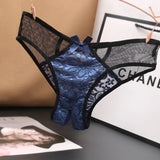 Lace Opening Hollow Pants To Seduce Low-Rise Trousers Transparent Color Mesh