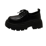 Bottom British Wind Small Leather Shoes Women's Spring And Autumn New High-Lefford Shoes Black Jk Single Shoes Ladies Leather