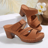 Women 2025 Hollowed-In-Broken Heel Large Women's Shoes Thick Soles Casual Type Cool Slippers