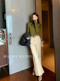 Xixi 13 Line 2025 Autumn White Standard Korean Version Of The Denim High-Waisted Straight-Legged Trousers