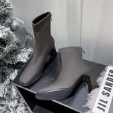Boots Women's New Square Head Rough Stellar Tipper Skinny Heel High Heeled Women's Boots In Fall