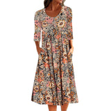 Women's New Dress Summer Fashion Floral Print With Pocket