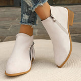 Velvet Side Zipper Short-Trace Martin Boots Women Pointed Thick And Thin Leopard-Print Single