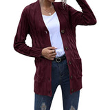 2025 New Women's Casual Cardigan Jacket Solid Color Mah-Button Cardigan Sweater