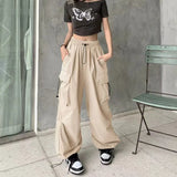 Zingj Pants Women 2024 Summer New Parachute Pants High Waist Wide Leg Casual Band Sports Pants
