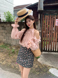 Xixi 2025 Spring New Korean Version Of The Temperament Flowers Chiffon Long-Sleeved Shirt Women Top Women