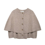 2025 Fashion Knitted Round-Necked Shawl Cape Design Woolen Sweater Women's