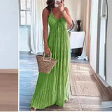 Zingj Summer New Solid Color Sexy U-Back Collar Strap Back Dress-Outfit