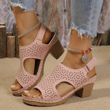 Sandals Women Large-Size Cool Slippers Thick-Soled Fish-Mouthed Sandals Women Hollow Buckle Fashion Roman Sandals