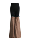 Zingj Jeans 2024 Summer New High Waist Color Splicing Show Thin Pants Personality Versatile Wide Leg Pants