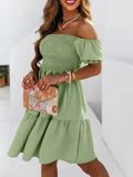 Dress Women Summer Sexy Off Shoulder Dresses Female Slash Neck Backless Puff Sleeve Dress Ladies Elegant Beach Party
