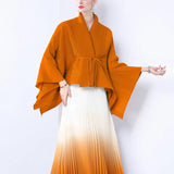 Gradient Suit Women's Autumn And Winter Loose Strap To Close Waist Pressure Folding Top + High Waist 100 Folded