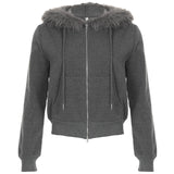 Cloth Forget Zipper Split Heavy Industry Plush Hooded Hoodie High Street BF Wind Loose Casual Coat