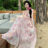 Zingj Sense Of Three-Dimensional Flower Small Minority Hanging Neck Type Dress Seaside Holiday Show Thin