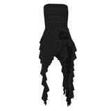 2024 Summer New Women's Fashion Sexy Belt Wrapped Chest Irregular Side