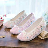 Zingj Shoes, Hanfu Shoes Single Shoes / Cotton Shoes Ancient Costume Ming Embroidered Cloth Shoes Warped Head
