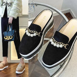 ladies flip comfortable rubber platform shoes ladies casual round toe flat loafers flat autumn suede women's
