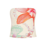 Holiday Fenghai Island Shell Print Shoulder Repair Braid Vest Hot Girl Sexy Tight