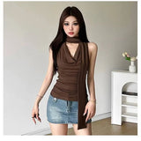Spring And Summer New High-End Sexy Inside Sexy Neck Ribbon Design Sling Vest