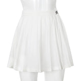 Zingj White Pleated Skirt Short Female Elastic Waist Mini Skirt Sexy Micro Summer Embroidery Mini Tennis Skirt New