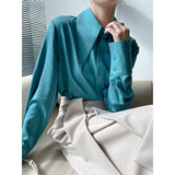 High-End Sharp Collar Shirt Female Port Taste Retro Trendy Modern Hanging Shirt Chic Niche