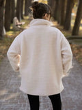 Autumn And Winter New Women's Pure Color Lazy Lamb Hair High Collar Hair Coat