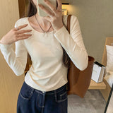 Basic T-Shirt With Bottomed T-Shirt Under Long Shoulder Sleeves New Style Thin Blouse In Spring And Autumn