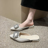 Half Slippers 2025 Spring And Summer Korean Version Of Fashion Comfortable New Pointed Drill Rough And Lazy Velvet Cool