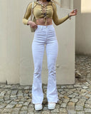 White Slim-fit Strappy Casual PantsOutfit