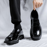 Zingj Wind Small Leather Shoes Male Design Sense Small Spring And Autumn Flat Shoes Black Lazy Foot Pedal