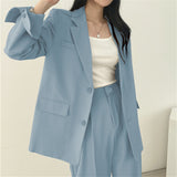 Zingj And Autumn New Blazer Female British Wind Casual Versatile Blue Small Medium Long Suit