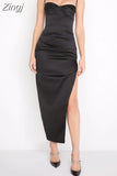 Satin Dress Bodycon Side Split Spaghetti Strap Sexy Dress Maxi Dress Elegant Dresses For Women Party Robe Femme