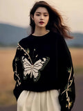 Butterfly Print Sweater Women 2025 Autumn And Winter New Loose This Year's Popular Beautiful Design Knitting