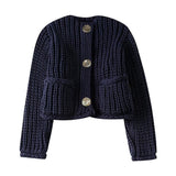 New Coarse Needle Buckle Dress Short Knitted Coat