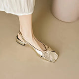 New Spring And Summer Soft Leather Sandals Women Wear Flat Shoes With Square Gold Silver