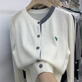 Spring And Autumn New Korean Version Of The Color Patch Loose Bottom Long-Sleeved Knitted Shirt Shirt Coat Women's