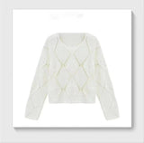 2025 Women's Lazy Knitwear - Hollow Bead Design Elegant Temperament Commuter Ice Silk