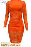 Women Solid Mesh See Through Design Ruched Lining Dress Stretch Sexy Clubwear Black Night Out Bodycon