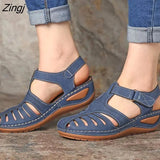 Women's Sandals Summer Ladies Girls Comfortable Ankle Hollow Round Toe Sandals Female Soft Beach Sole Shoes Plus Size 2023