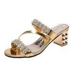 Heel Fish Mouth Sandals Woman With Water Drill Outside Wearing Large Size Sexy Female Round Head And Cold Slippers Outside Wearing